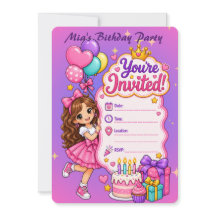 Convite de Aniversário de Princesa Fofa