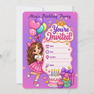 Convite de Aniversário de Princesa Fofa