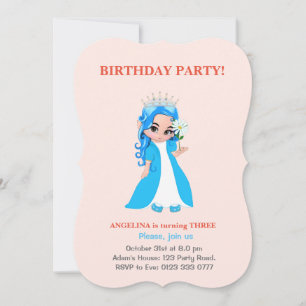 Convite de Aniversário de Princesa Fofa em Rosa Cl