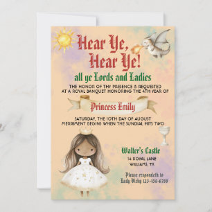 Convite de Aniversário de Princesa Real Medieval