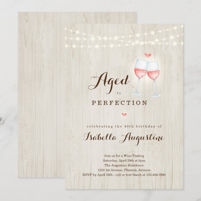 Convite de aniversário de Provando de vinho (Frente/Verso)