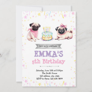 Convite de aniversário de Pug