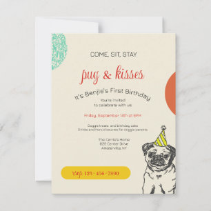 Convite de Aniversário de Pug