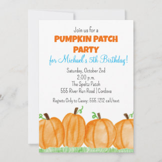 Convite de Aniversário de Pumpkin Patch