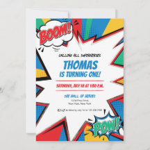 Convite de Aniversário de Quadrinhos de Super-Heró