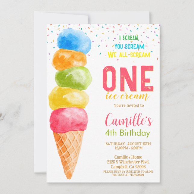 Convite de Aniversário de qualquer idade Cute Ice  (Frente)