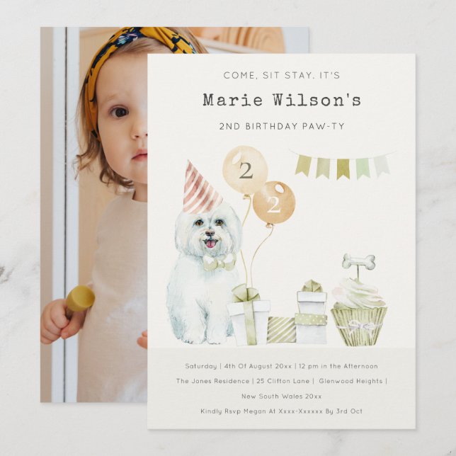 Convite de Aniversário de Qualquer Idade para Foto (Frente/Verso)