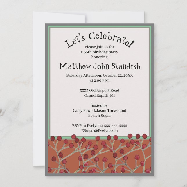 Convite de aniversário de queda de homens 35 (Frente)