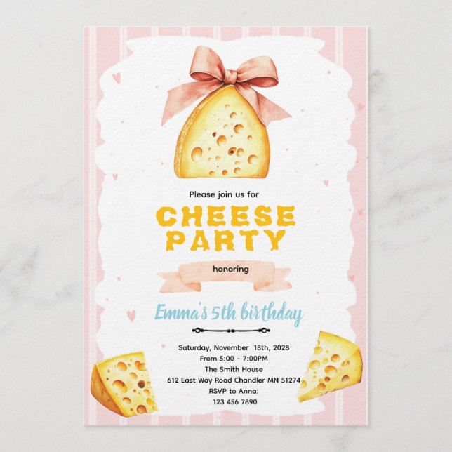 Convite de Aniversário de Queijo (Frente)