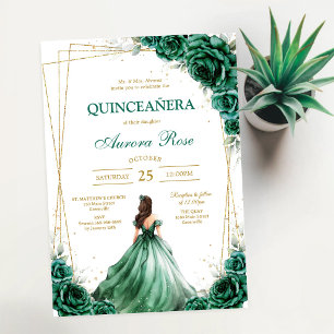 Convite de Aniversário de Quince Anos Green Mis Qu