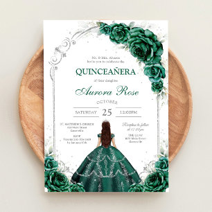 Convite de Aniversário de Quince Anos Green Mis Qu