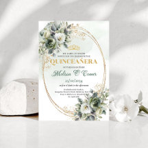 Convite de Aniversário de Quinceañera Dourado com 