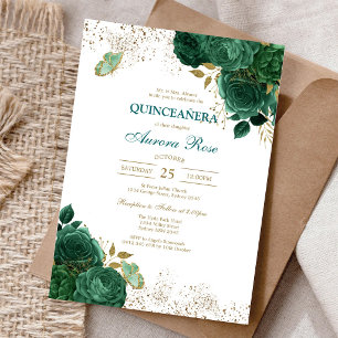 Convite de Aniversário de Quinces Green Mis Quince