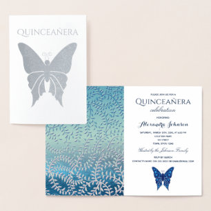 Convite de Aniversário de Quinze Anos Azul