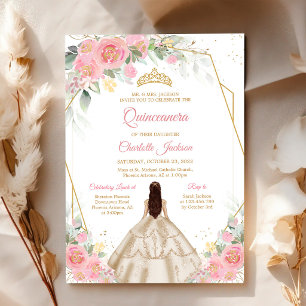 Convite de Aniversário de Quinze Anos Rosa e Doura