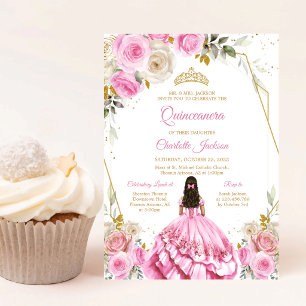 Convite de Aniversário de Quinze Anos Rosa Suave