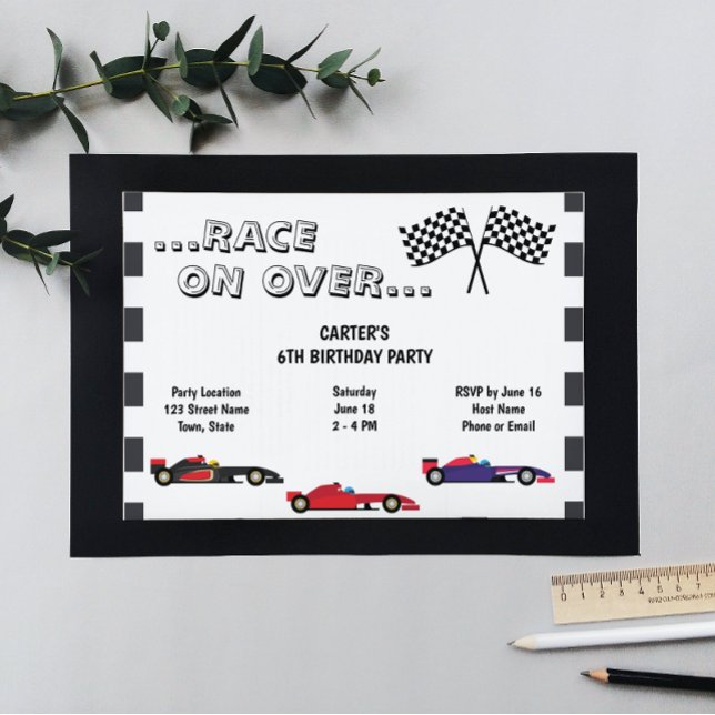 Convite de aniversário de Racecar (Criador carregado)