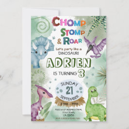 Convite de aniversário de Raiz do Dinossauro