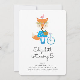 Convite de aniversário de Raposa. Garota bebê. Ani