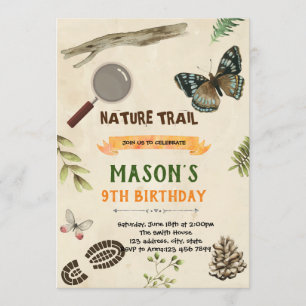 Convite de aniversário de Rastreio Natureza