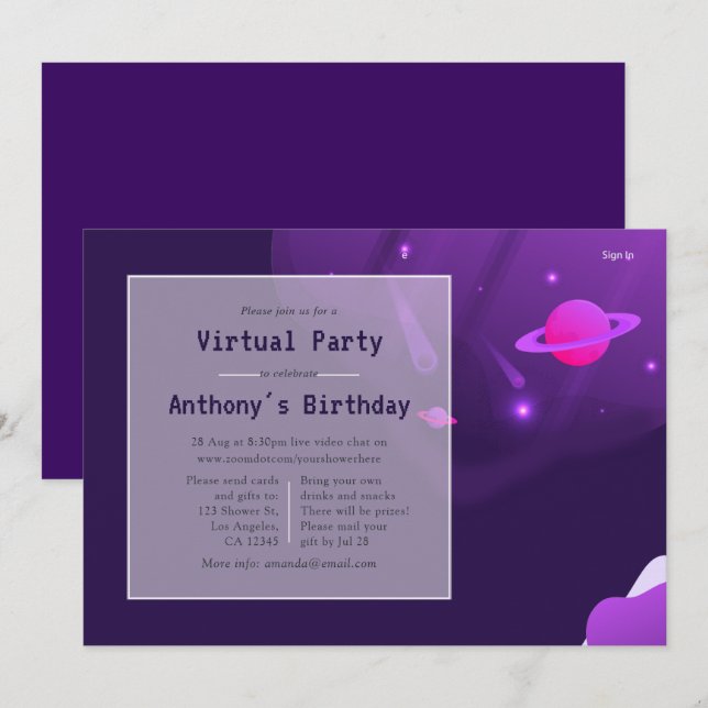 Convite de Aniversário de Realidade Virtual Espaci (Frente/Verso)