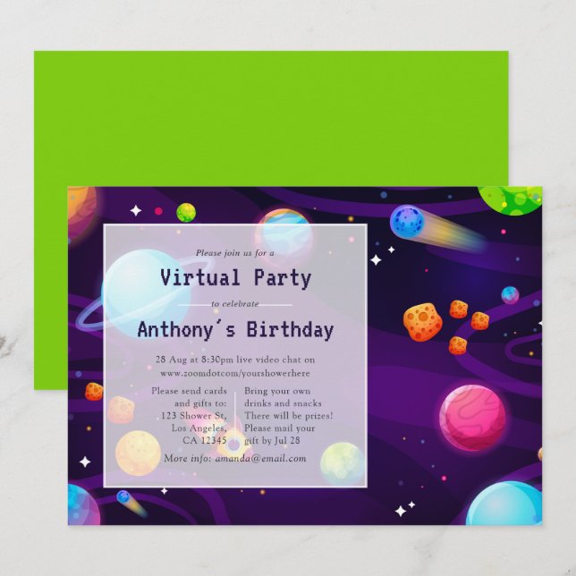 Convite de Aniversário de Realidade Virtual Espaci (Frente/Verso)
