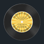 Convite de aniversário de Registro de Vinilo Retro<br><div class="desc">Convite de aniversário de gravação vinil de vinil com padrão de faixa de estouro amarelo retroramarelado em um círculo giro, morrer, corte o convite de aniversário. Perfeito para qualquer aniversário de idade adulta, aniversário de 30 anos, festa de aniversário de 40 anos, 50ª festa de aniversário, 60ª festa de aniversário....</div>