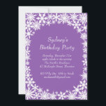 Convite de aniversário de rendas de inverno - roxa<br><div class="desc">Flocos de neve brancos e brilhantes em uma bela decoração de fundo roxo neste Convite de aniversário de inverno. Este convite é fácil de personalizar com qualquer nome e perfeito para qualquer idade. Se forem necessários itens adicionais nesta coleção,  entre em contato conosco em prettyfancyinvites@gmail.com com sua solicitação.</div>