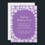 Convite de aniversário de rendas de inverno - roxa<br><div class="desc">Flocos de neve brancos e brilhantes em uma bela decoração de fundo roxo neste Convite de aniversário de inverno. Este convite é fácil de personalizar com qualquer nome e perfeito para qualquer idade. Se forem necessários itens adicionais nesta coleção,  entre em contato conosco em prettyfancyinvites@gmail.com com sua solicitação.</div>
