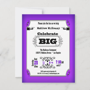 Convite de aniversário de Reprodução Roxo Vinta