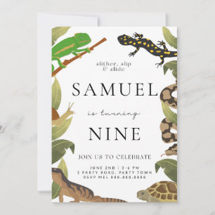 Convite de aniversário de répteis