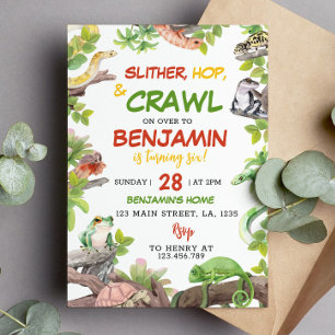 Convite de aniversário de répteis