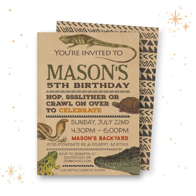Convite de aniversário de réptil (Criador carregado)