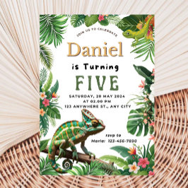 Convite de aniversário de réptil