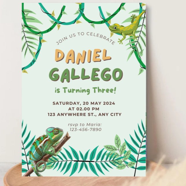 Convite de aniversário de réptil (Criador carregado)