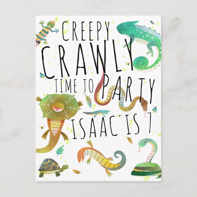 Convite de Aniversário de Réptil Postcard (Frente)