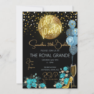 Convite de aniversário de Rico azul clássico e Dou