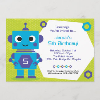 Convite de aniversário de robô