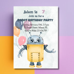 Convite de Aniversário de Robô