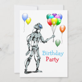 Convite de Aniversário de Robô com Balões