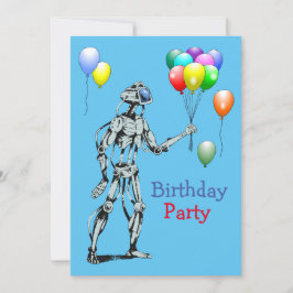 Convite de Aniversário de Robô com Balões
