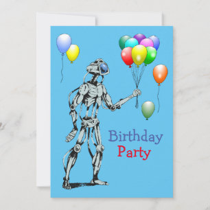 Convite de Aniversário de Robô com Balões