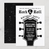 Convite de Aniversário de Rock N Roll com Guitarra