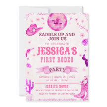 Convite de Aniversário de Rodeio de Cowgirl