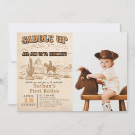 Convite de Aniversário de Rodeio Vintage Ocidental