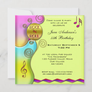 Convite de aniversário de Roll do Retro Rock 'n