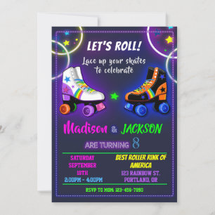 Convite de aniversário de Roller para Boy and Gir