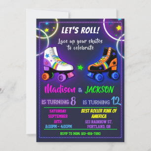 Convite de aniversário de Roller para Boy and Girl