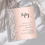 convite de aniversário de rosa dourado para relva<br><div class="desc">Para uma elegante festa de aniversário 50th (ou qualquer idade). Um fundo rosa dourado. Decorado com falso brilho prateado. Personalize e adicione um nome e detalhes da parte. 1 folha = 1 convite impresso de borda a borda.</div>