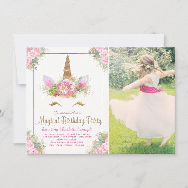 Convite de aniversário de rosto de Girls Photo Uni (Frente)